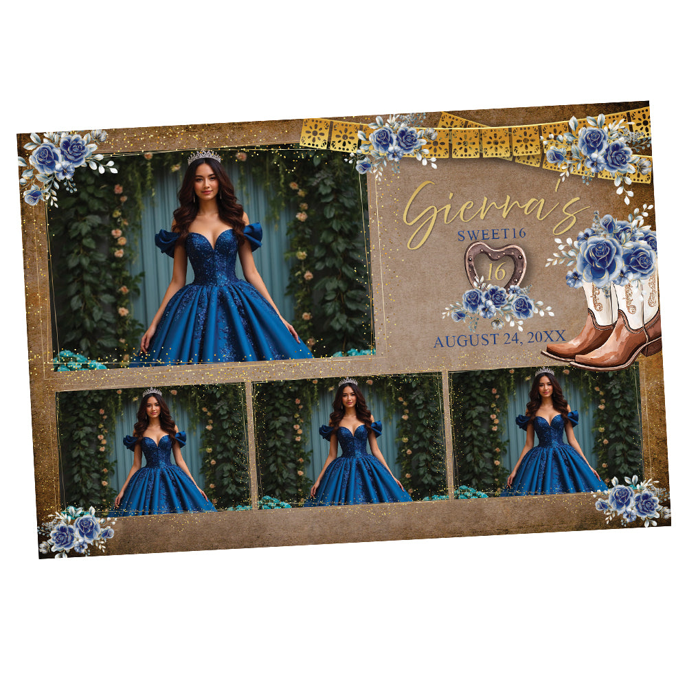 Blue Rose Quinceañera Photo Booth frame for a Special Country Birthday | LHC04D