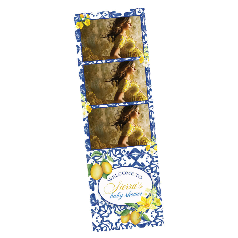 Royal Blue Tiles Citrus Lemon Baby Shower Booth Frame | 2x6 Strip | LHC09A
