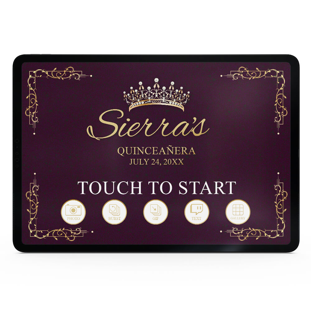 Quinceañera Gold Crown Welcome Screen, Plum  |   LHC23F