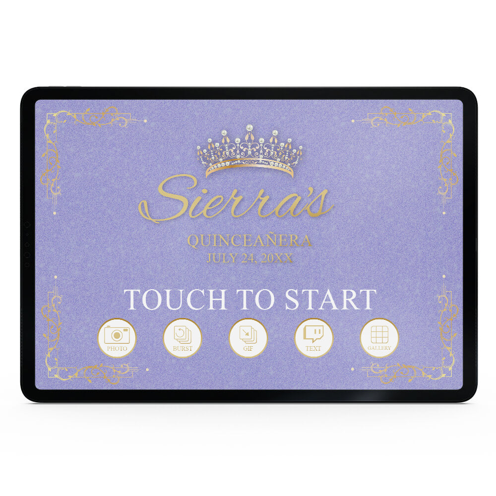 Quinceañera Gold Crown Welcome Screen, Violet Tulip  |   LHC23J