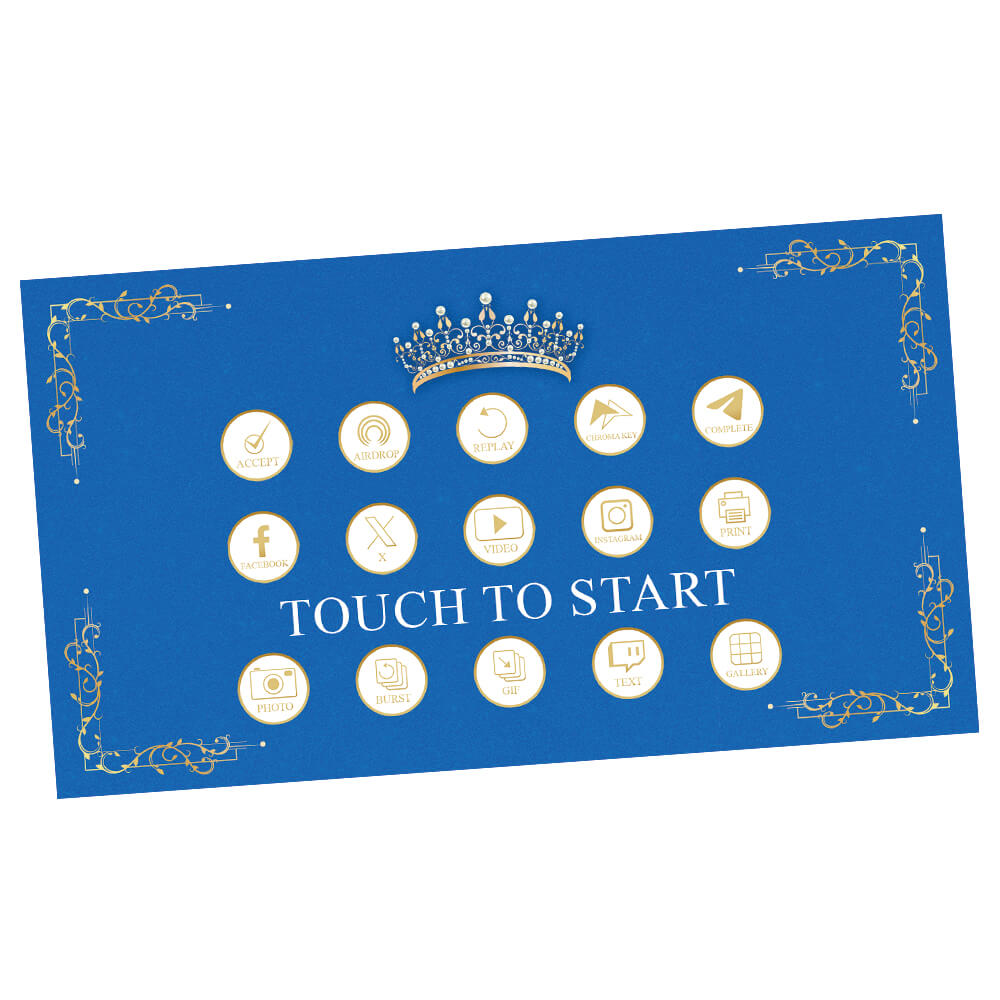 Quinceañera Gold Crown iPad Welcome Screens, Blue Birthday | LHC24A