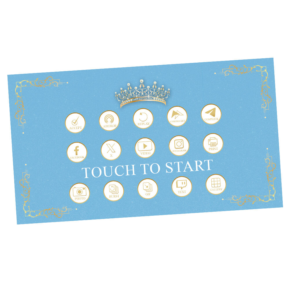 Quinceañera Gold Crown iPad Welcome Screens, Light Blue Birthday | LHC24C