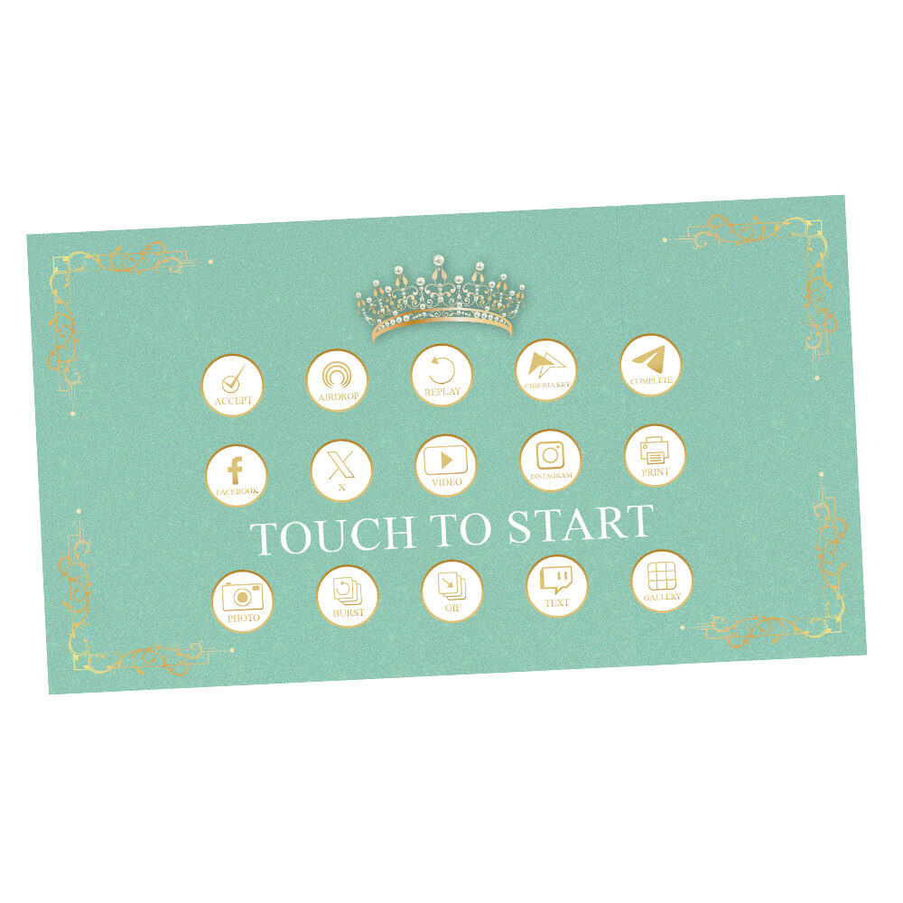Quinceañera Gold Crown iPad Welcome Screens, Light Green Birthday | LHC24D