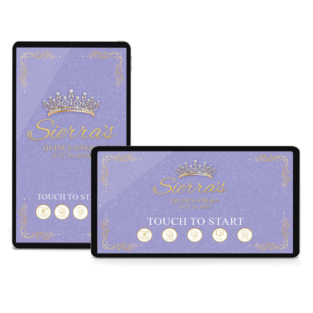 Quinceañera Gold Crown iPad Welcome Screens, Violet Tulip Birthday | LHC24G