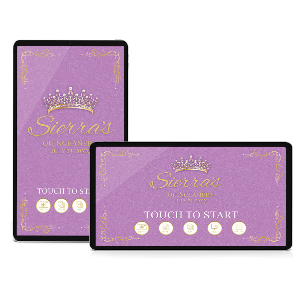 Quinceañera Gold Crown iPad Welcome Screens, Radiant Orchid Birthday | LHC24B