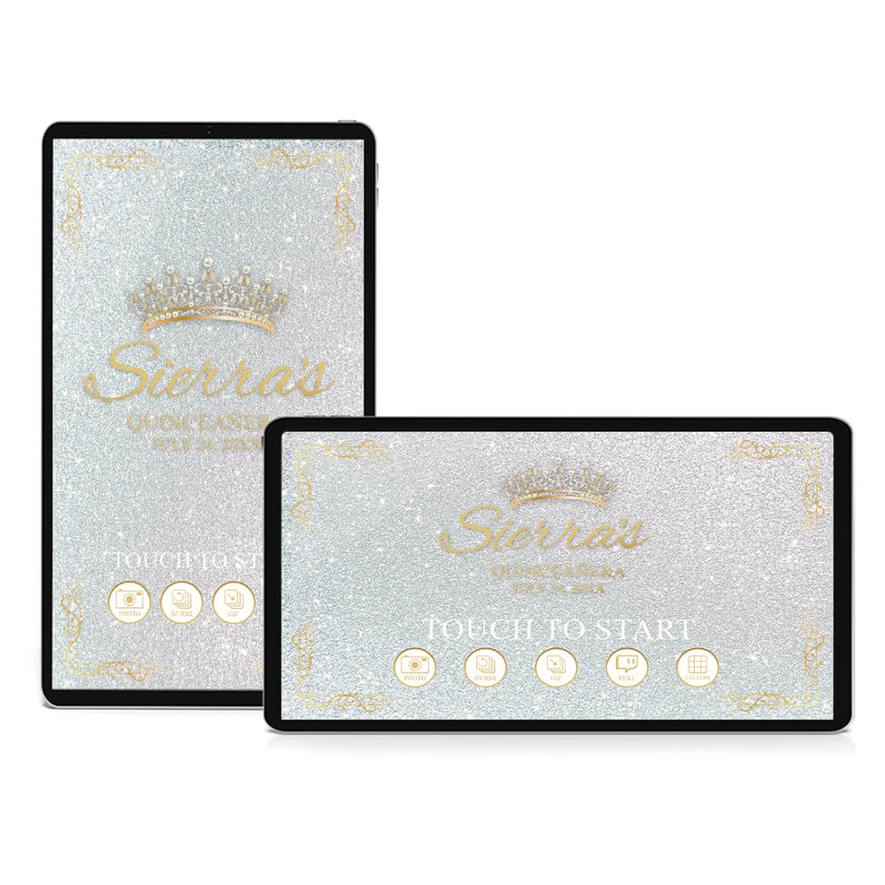 Quinceañera Gold Crown iPad Welcome Screens, Silver Birthday | LHC24J