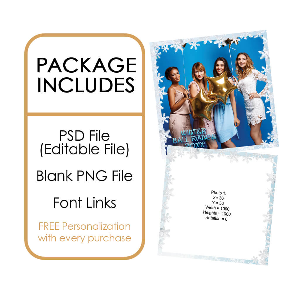 Snowflake Winter Dance Photo Booth Frame  |  360 Overlay Frame  |  LHC12C