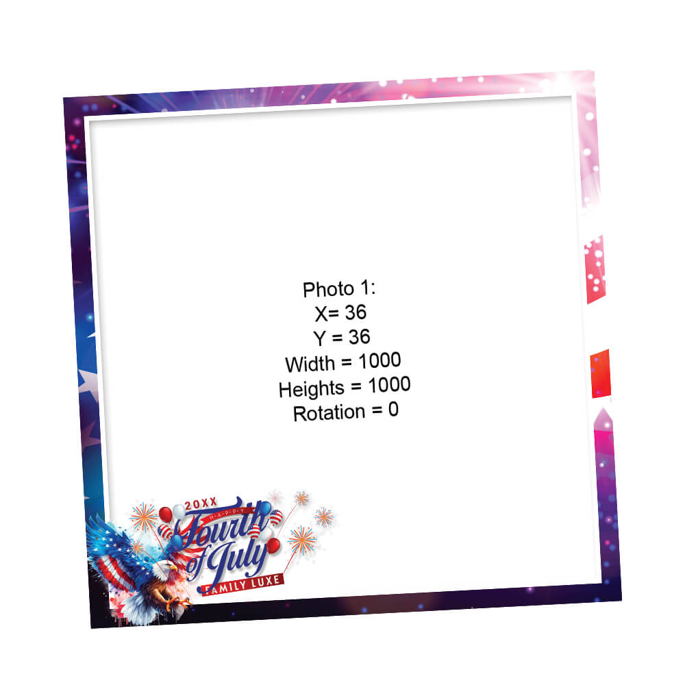 4th of July Holiday Photo Booth Frame  |  1-pose 360 Overlay |  LHC11C