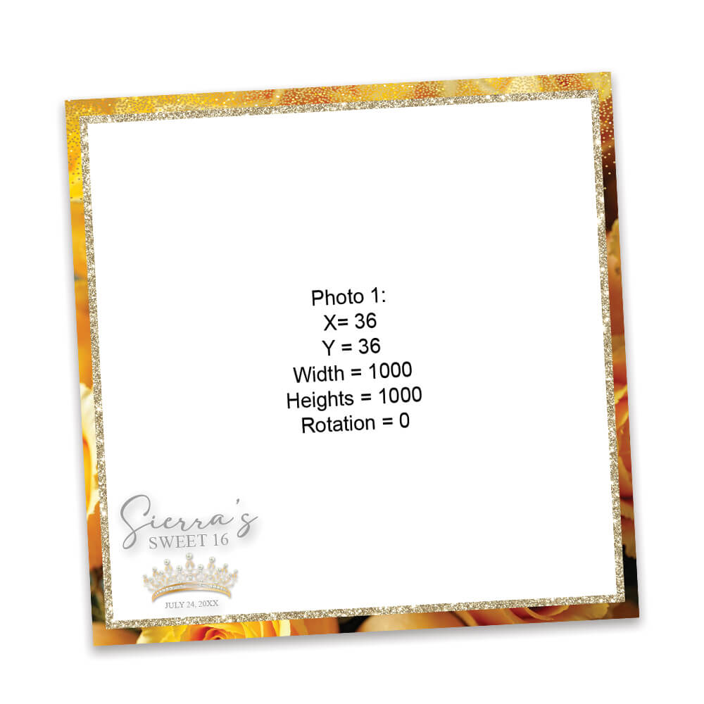 Charming Yellow Roses Sweet 16th Photo Booth Frame |  360 Overlay  |  LHC20C