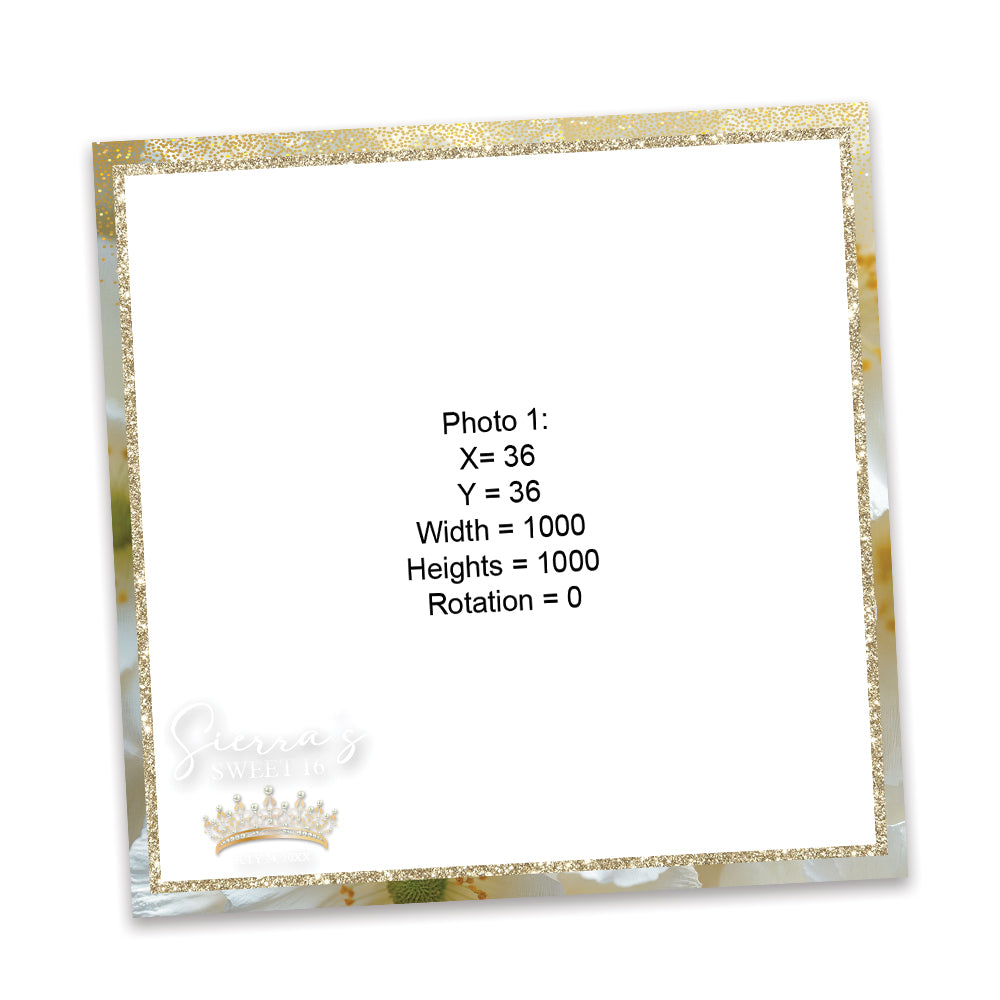 Charming White Floral Sweet 16th Photo Booth Frame |  360 Overlay  |  LHC21C