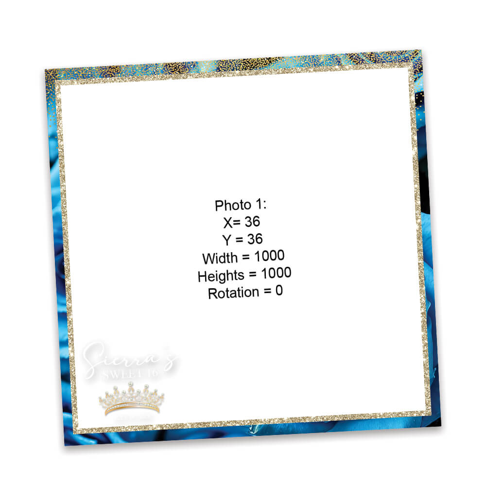 Charming Blue Roses Sweet 16th Photo Booth Frame  |  360 Overlay |  LHC22C