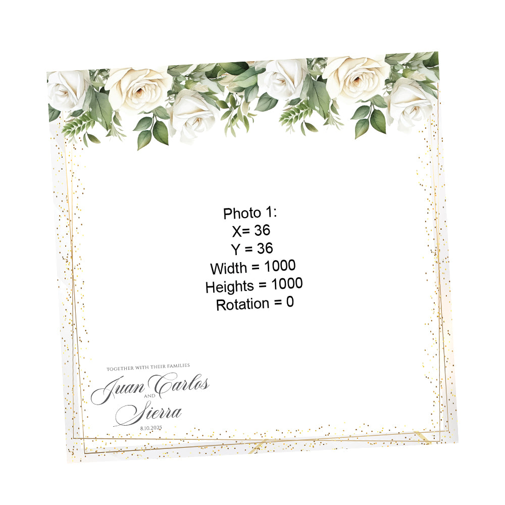 Elegant White Rose Wedding Photo Booth Frame  |  1-Pose Overlay  |  LHC10C