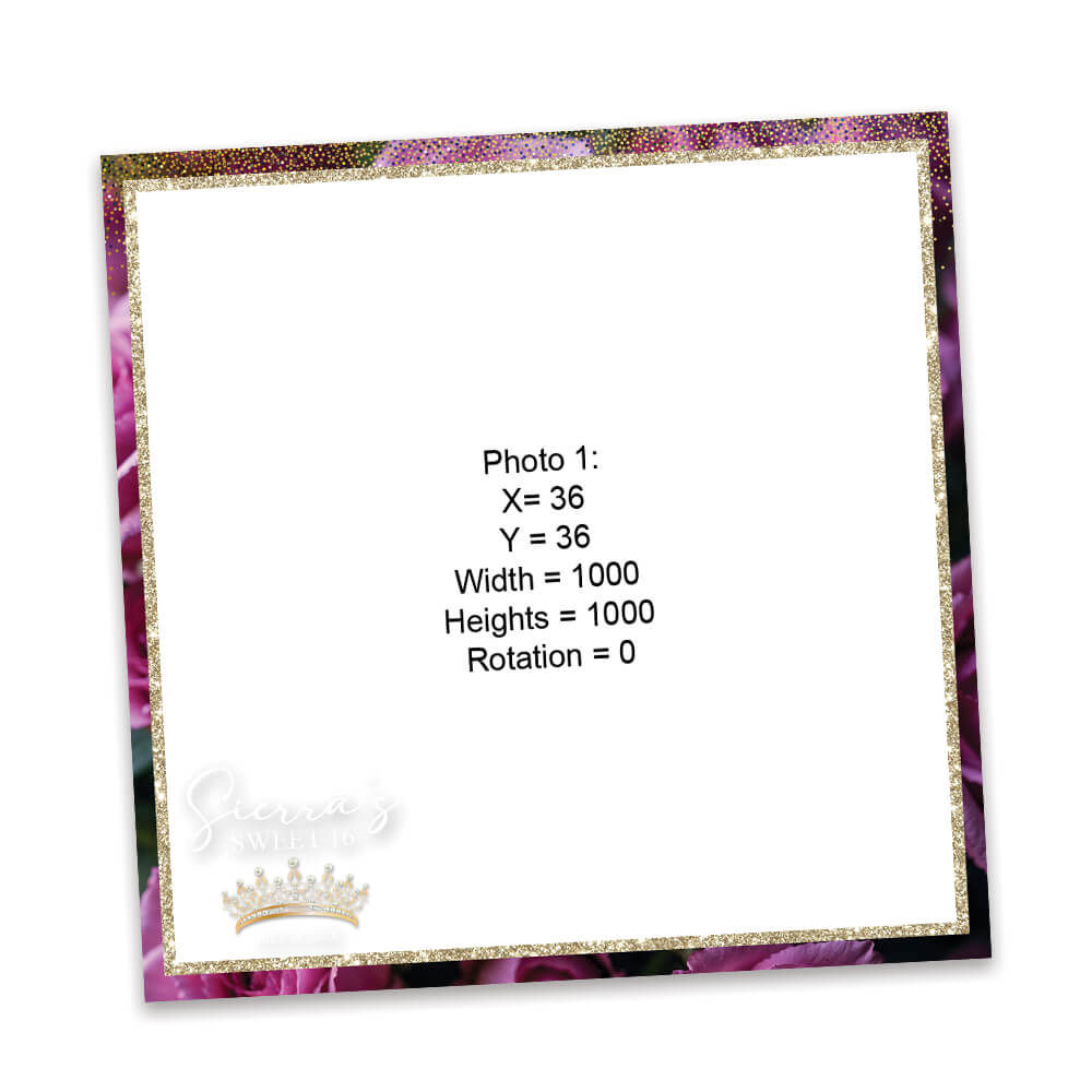 Charming Violet Roses Sweet 16th Photo Booth Frame |  360 Overlay  |  LHC19C