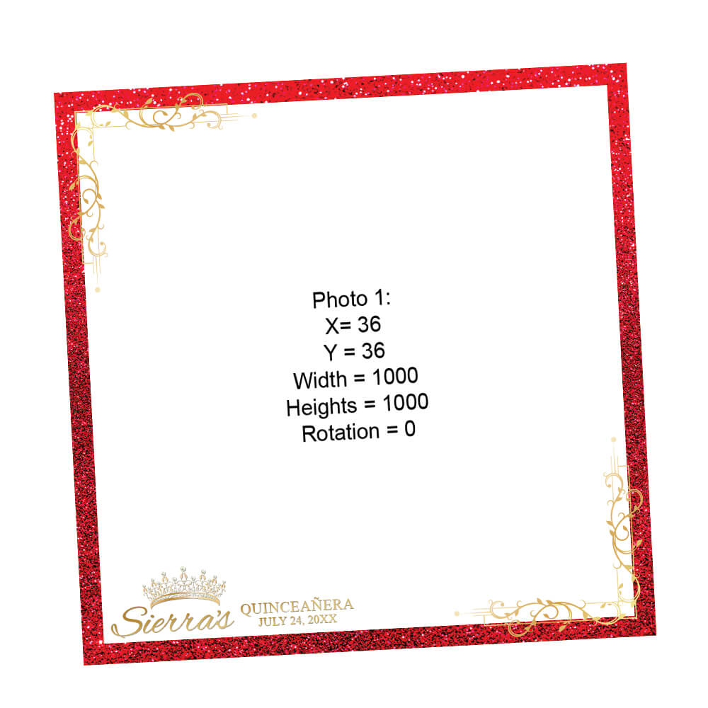 Quinceañera Gold Crown Photo Booth Frame, Red Birthday 360 Overlay |  LHC03H