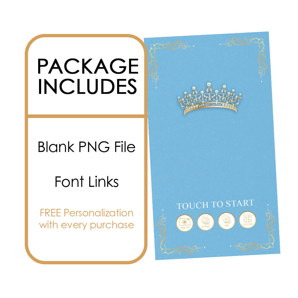 Quinceañera Gold Crown iPad Welcome Screens, Light Blue Birthday | LHC24C