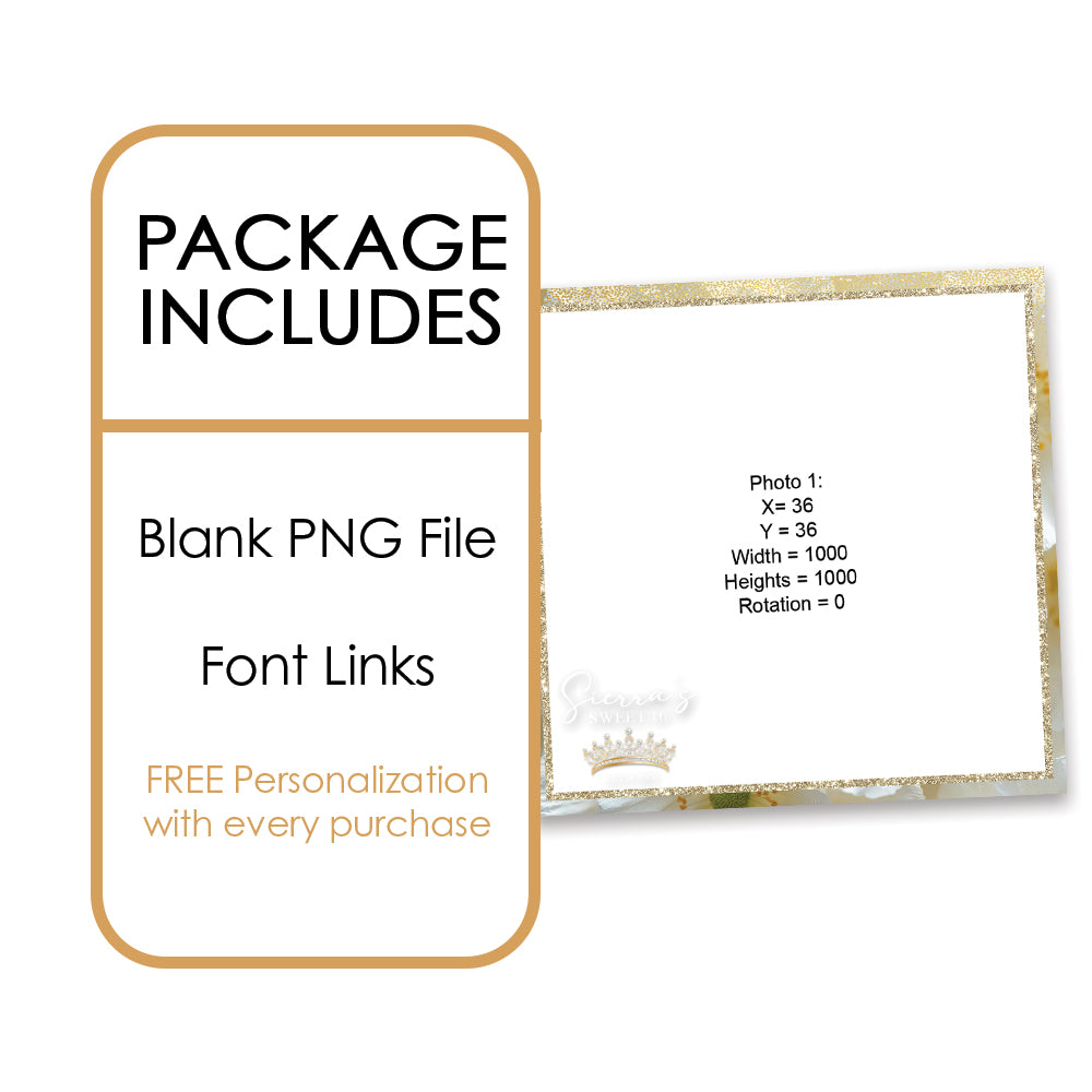 Charming White Floral Sweet 16th Photo Booth Frame |  360 Overlay  |  LHC21C