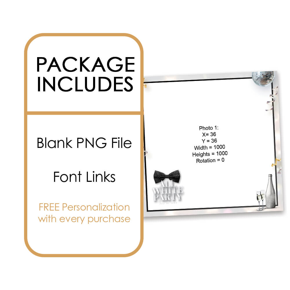 White Party Event Photo Booth Frame  |  360 Overlay  |  LHC16C
