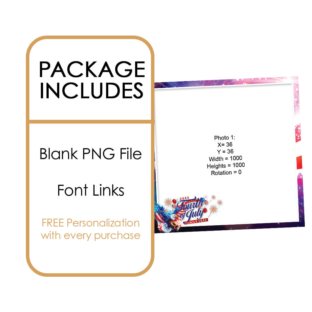 4th of July Holiday Photo Booth Frame  |  1-pose 360 Overlay |  LHC11C