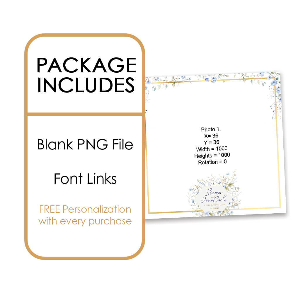 Dusty Blue Greenery Floral Bridal Shower Photo Booth Frame  |  360 Overlay  |  LHC14C