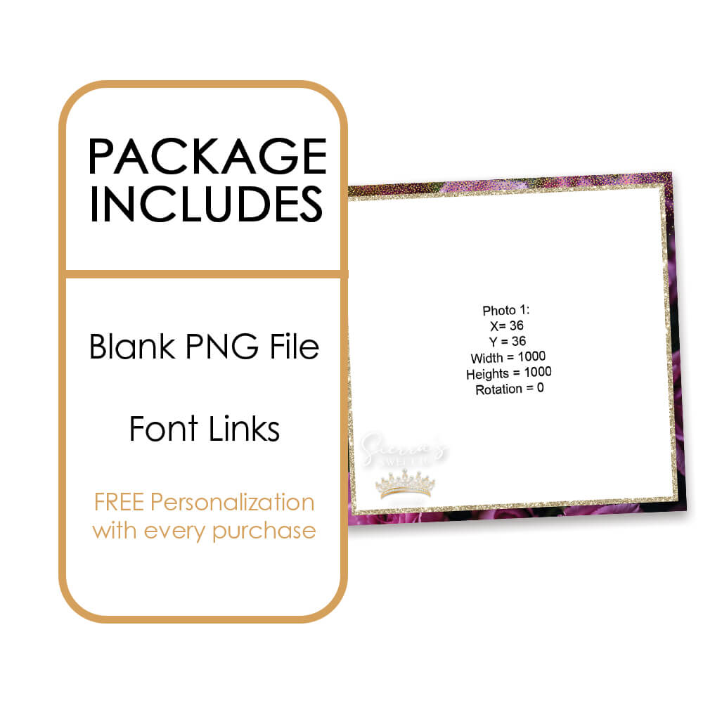 Charming Violet Roses Sweet 16th Photo Booth Frame |  360 Overlay  |  LHC19C