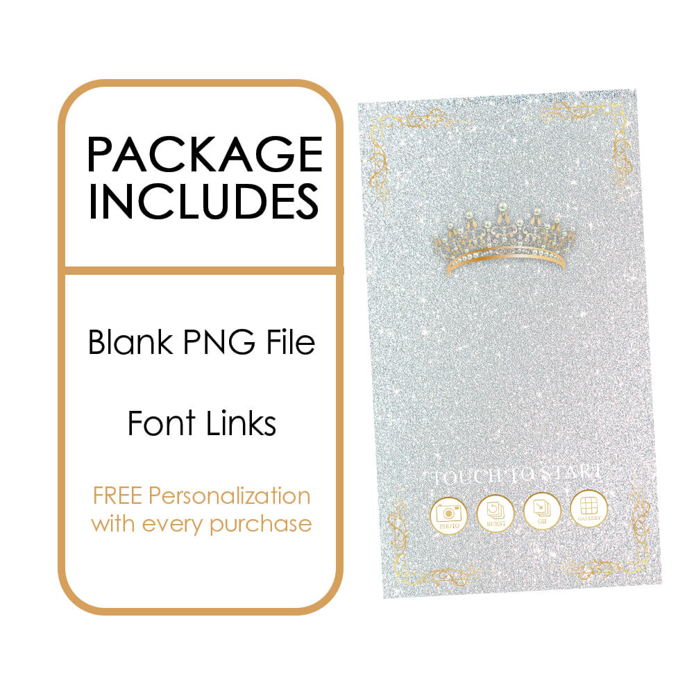 Quinceañera Gold Crown iPad Welcome Screens, Silver Birthday | LHC24J