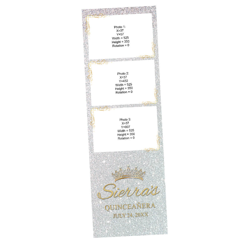 Quinceañera Gold Crown Photo Booth Frame, Radiant Silver Birthday  |  2x6 Strip  |  LHC02J