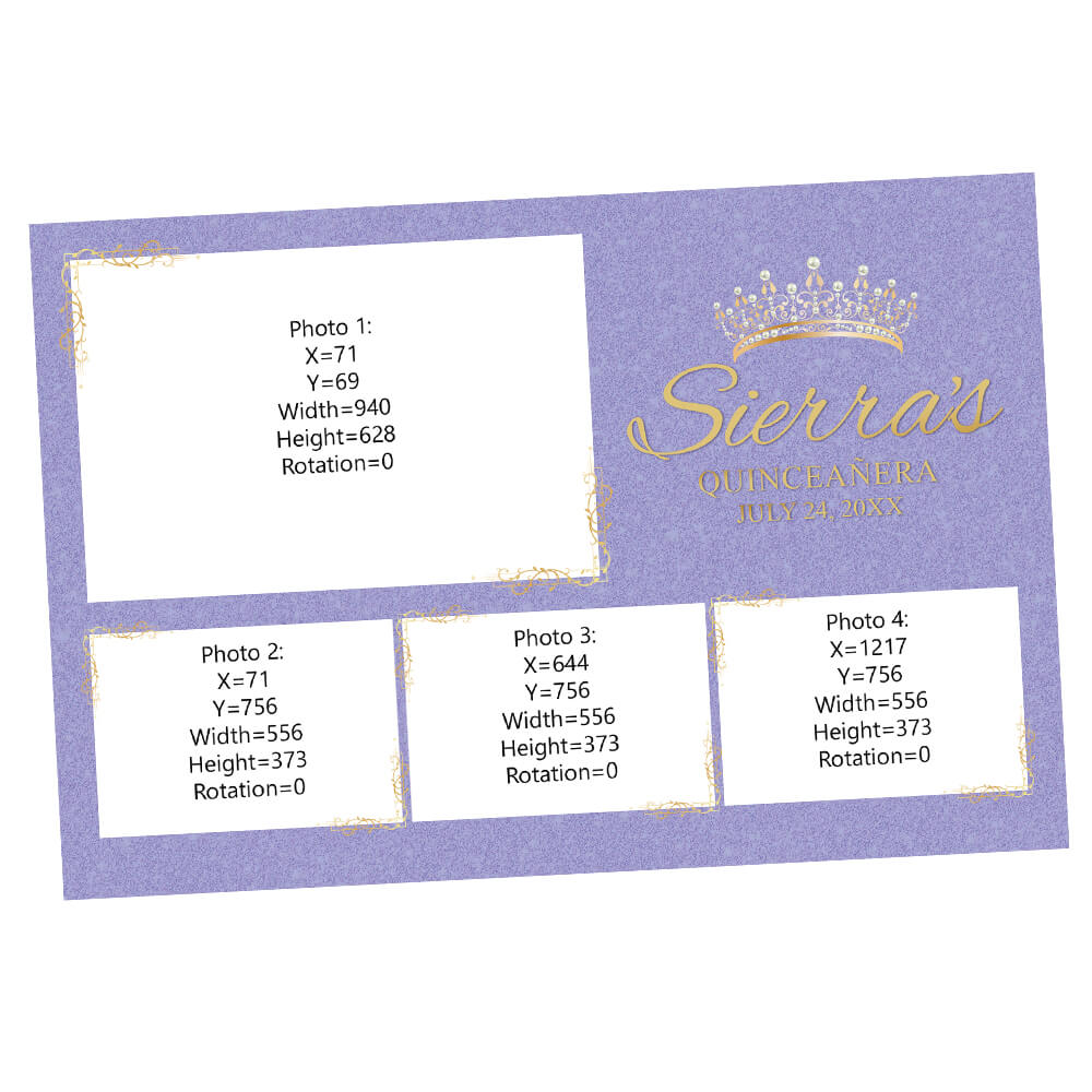 Quinceañera Gold Crown Photo Booth Frame, Violet Tulip Birthday  |  LHC01K