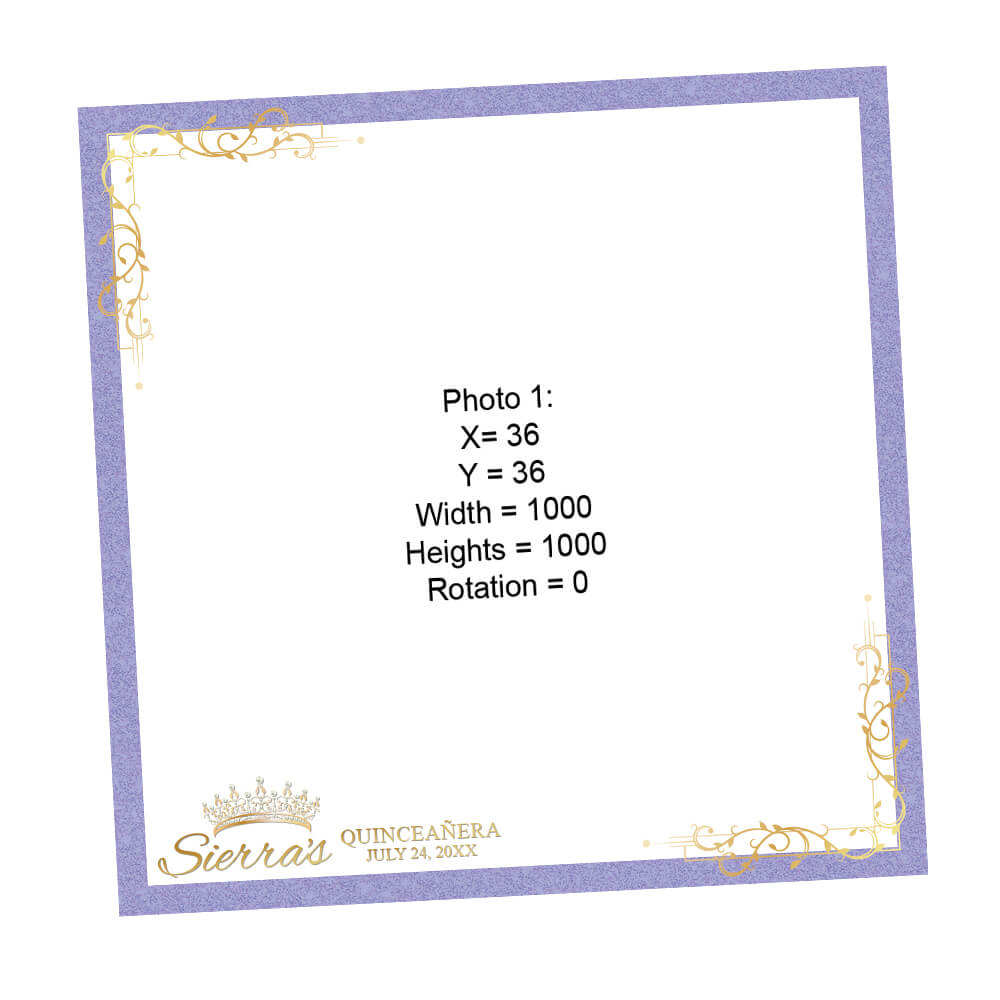 Quinceañera Gold Crown Photo Booth Frame, Violet Tulip Birthday 360 Overlay |  LHC03K