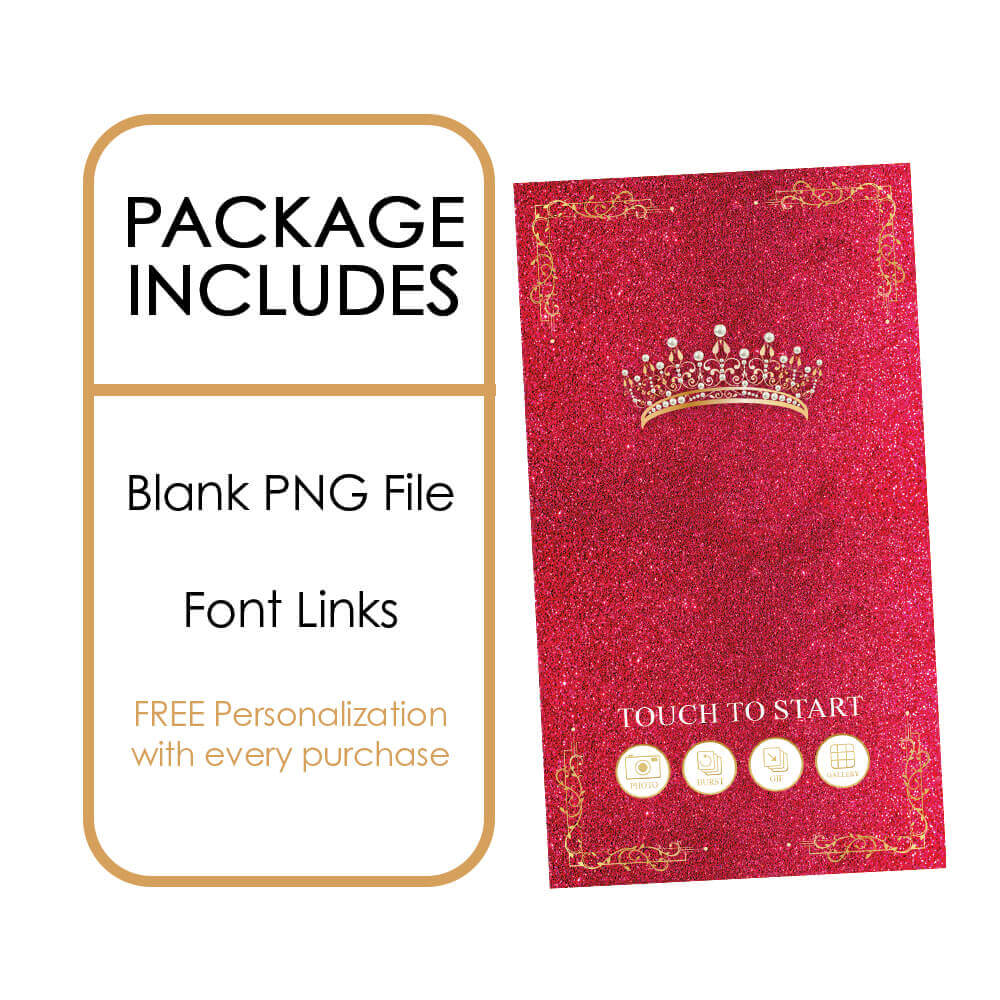 Quinceañera Gold Crown iPad Welcome Screens, Red Birthday | LHC24H