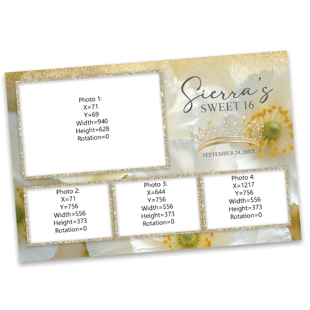 Charming White Floral Sweet 16th Photo Booth Frame |  1x3 Postcard  |  LHC21A