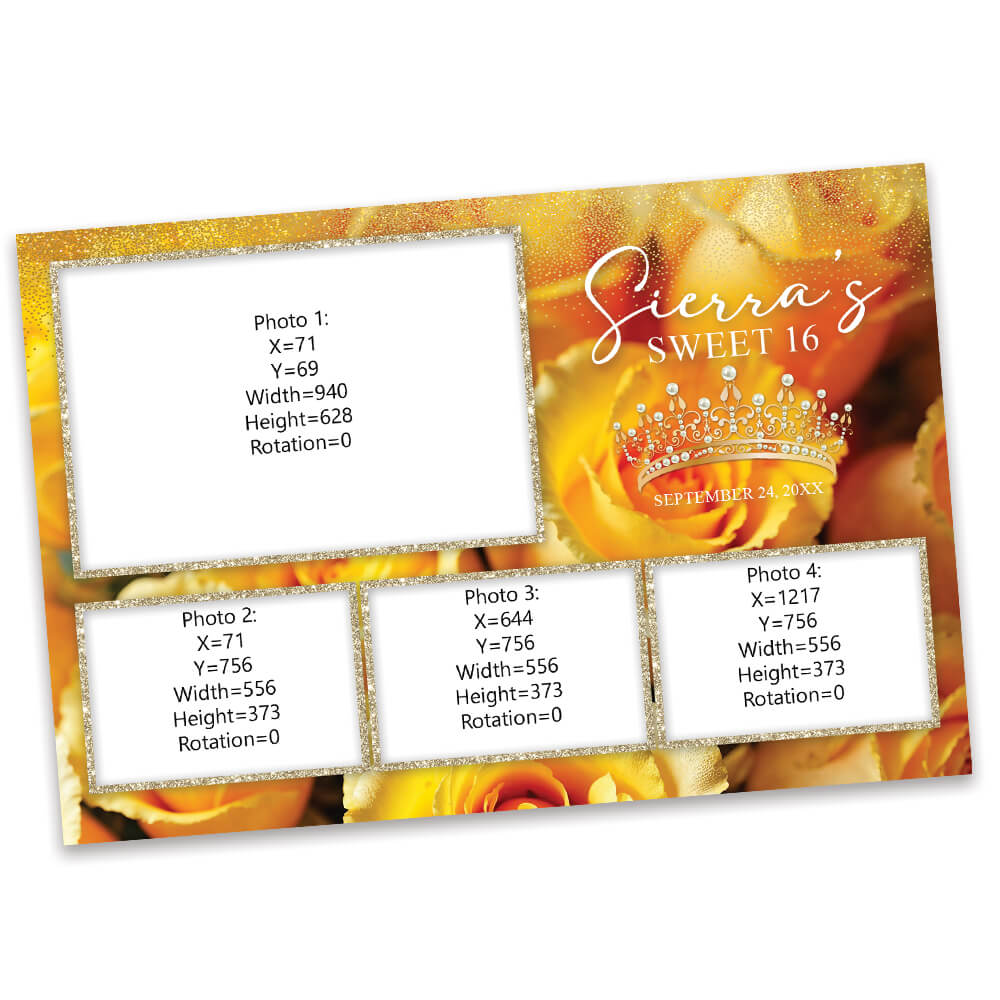 Charming Yellow Roses Sweet 16th Photo Booth Frame  |  1x3 Postcard  |  LHC20A