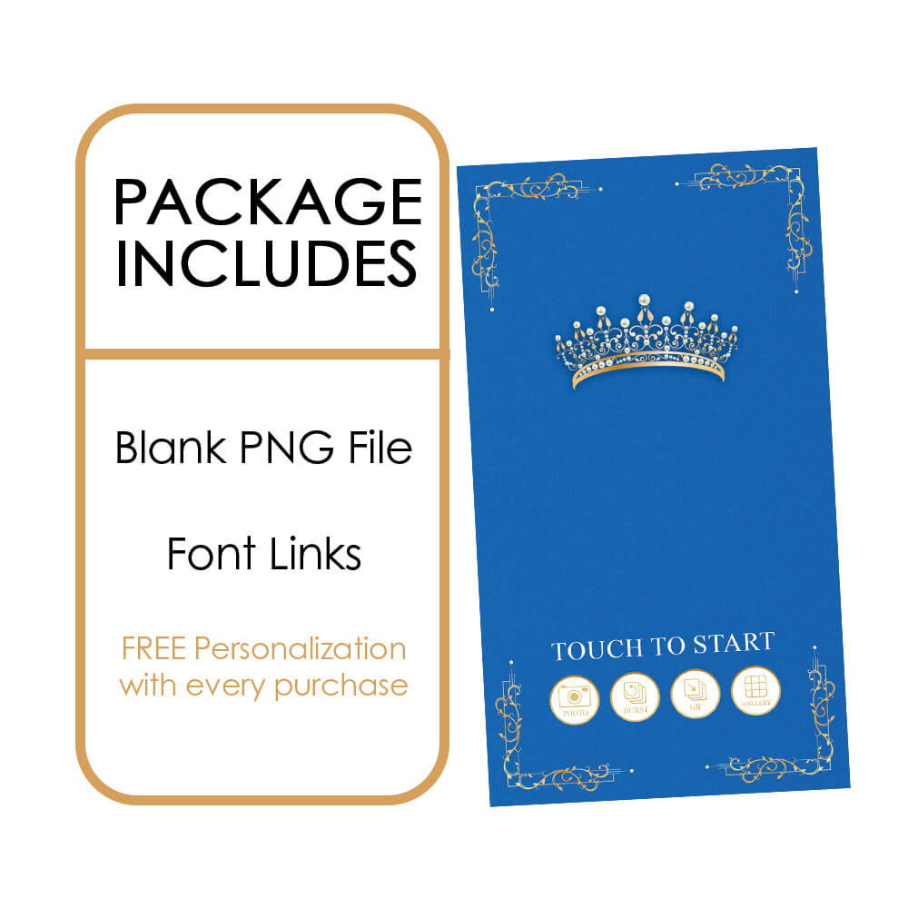 Quinceañera Gold Crown iPad Welcome Screens, Blue Birthday | LHC24A