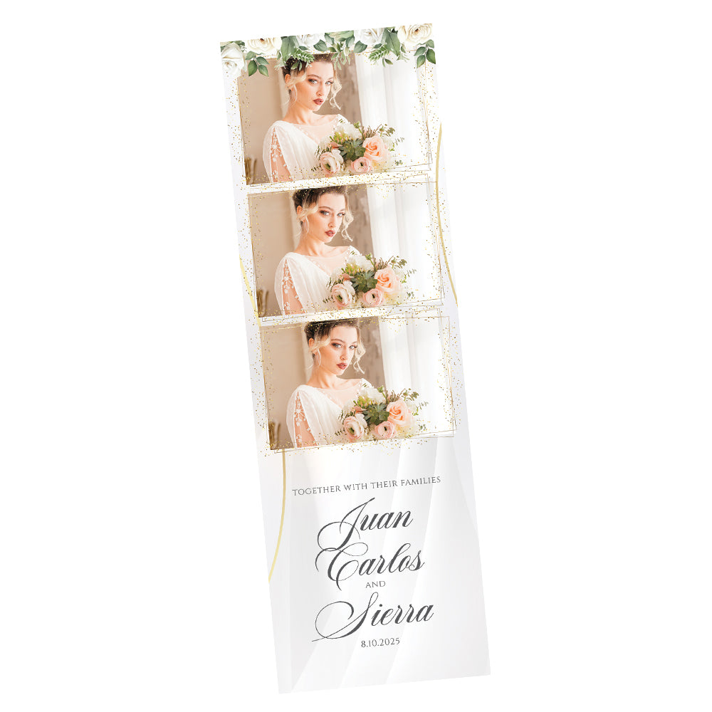 Elegant White Rose Wedding Photo Booth Frame  |  3-pose Strip  |  LHC10B