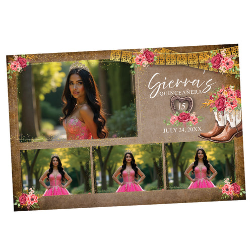 Pink Rose Quinceañera Photo Booth frame for a Special Country Birthday  |  LHC04B
