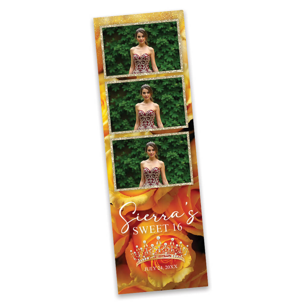 Charming Yellow Roses Sweet 16th Photo Booth Frame |  2x6 Strips  |  LHC20B