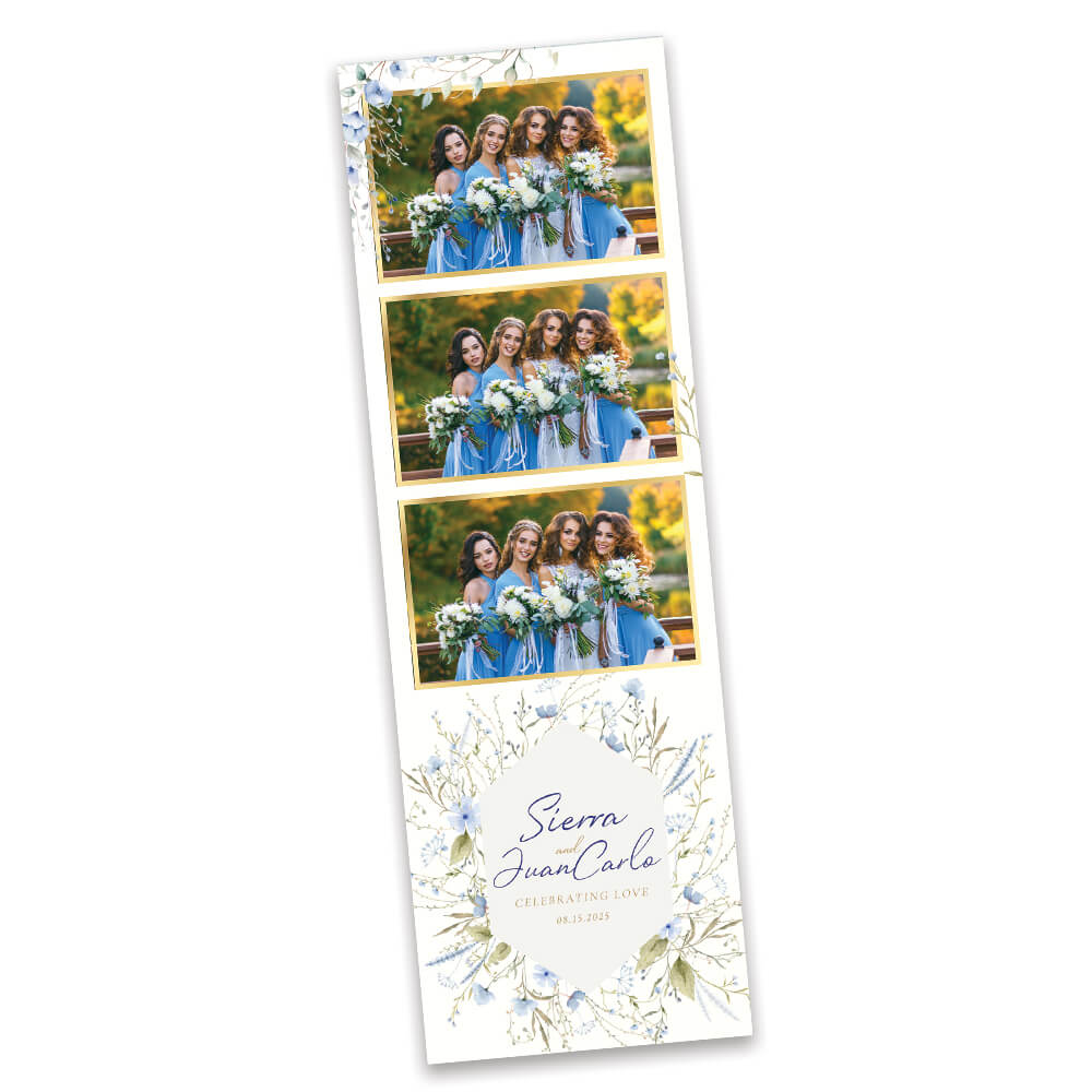 Dusty Blue Greenery Floral Bridal Shower Photo Booth Frame  |  2x6 Photo Strip  |  LHC14B
