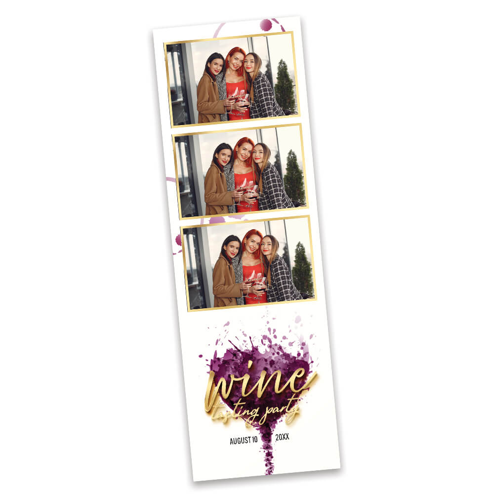 Wine Tasting Party with Gold Lettering Photo Booth Frame  |  2x6 Photo Strip  |  LHC13B