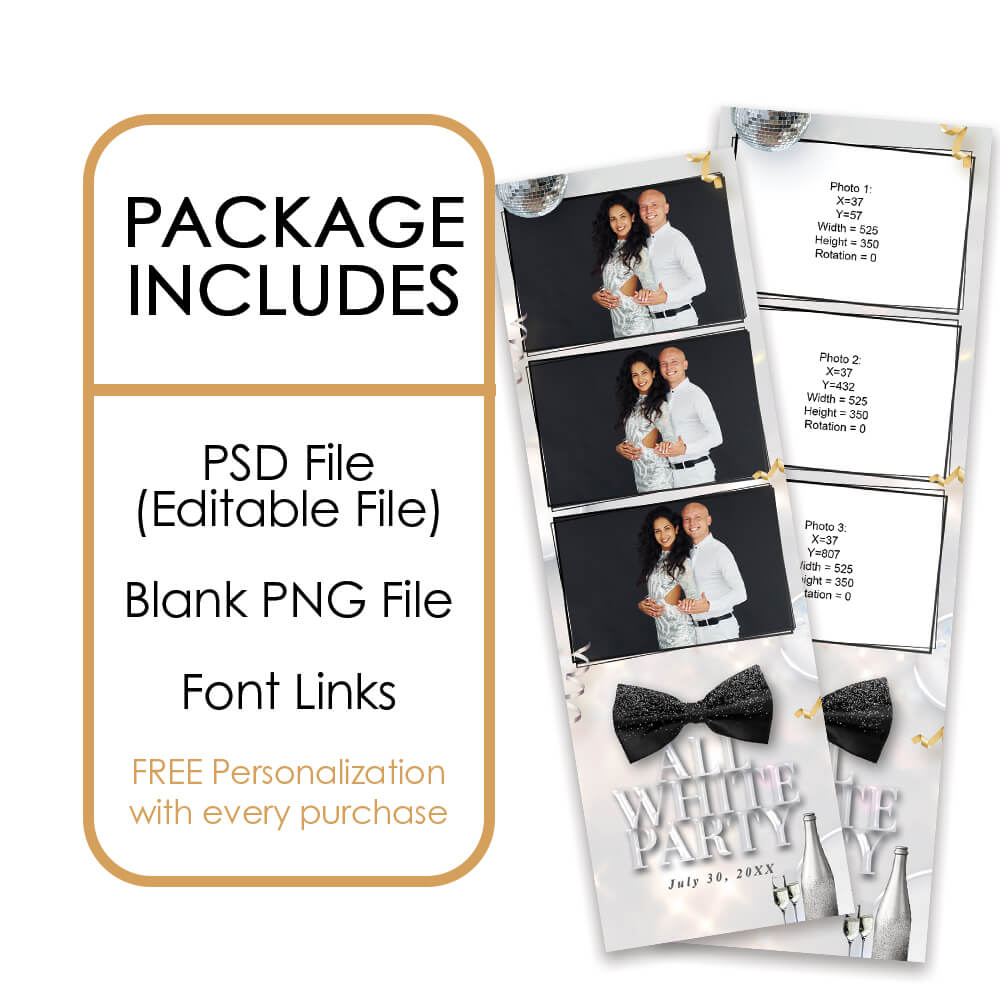 White Party Event Photo Booth Frame  |  2x6 Photo Strip  |  LHC16B