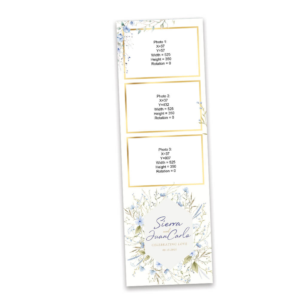 Dusty Blue Greenery Floral Bridal Shower Photo Booth Frame  |  2x6 Photo Strip  |  LHC14B