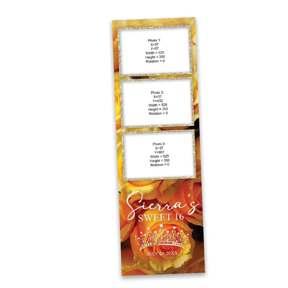 Charming Yellow Roses Sweet 16th Photo Booth Frame |  2x6 Strips  |  LHC20B