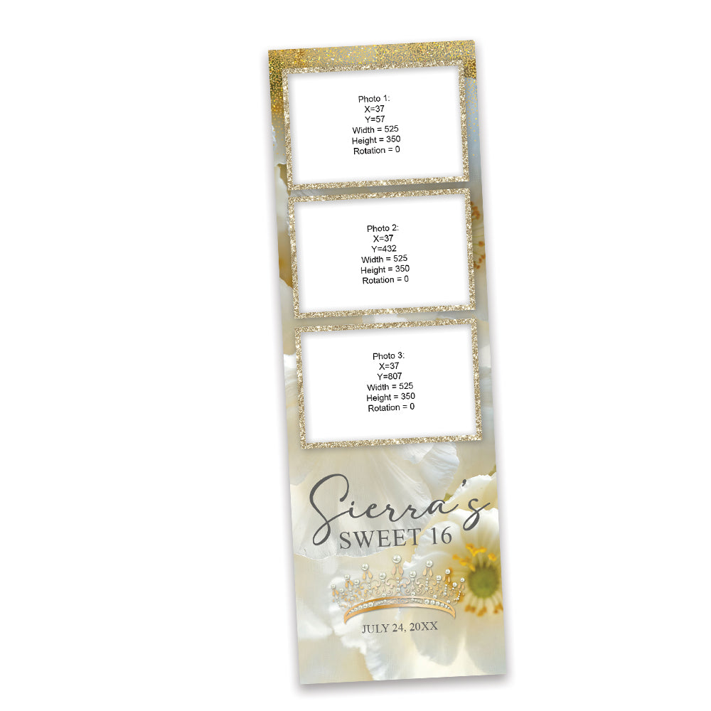 Charming White Floral Sweet 16th Photo Booth Frame |  2x6 Strip  |  LHC21B