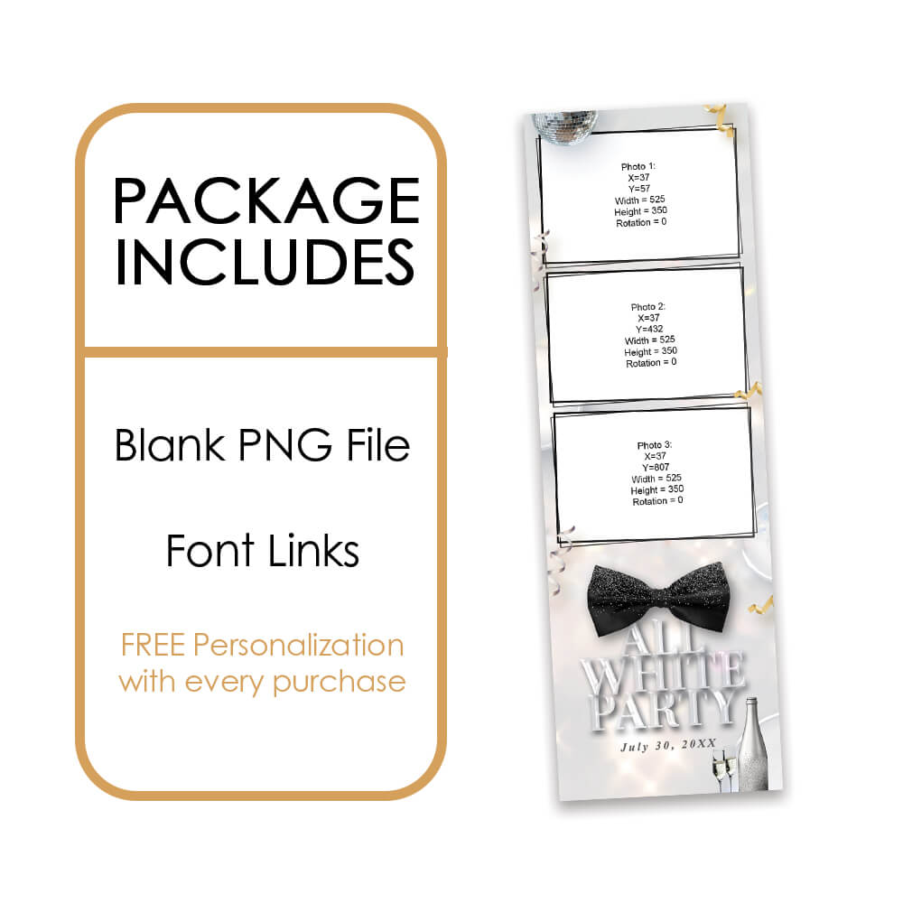 White Party Event Photo Booth Frame  |  2x6 Photo Strip  |  LHC16B