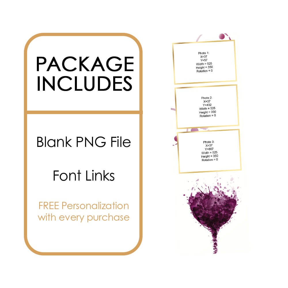 Wine Tasting Party with Gold Lettering Photo Booth Frame  |  2x6 Photo Strip  |  LHC13B
