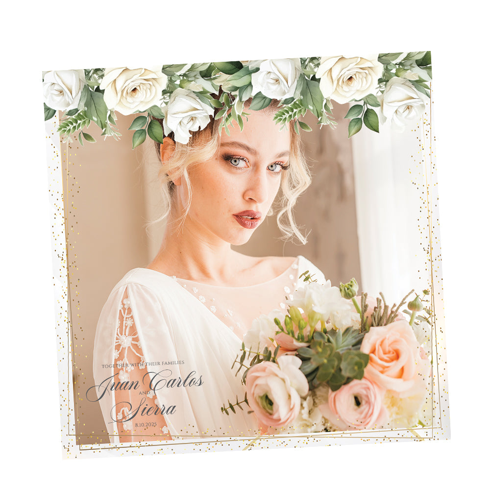 Elegant White Rose Wedding Photo Booth Frame  |  1-Pose Overlay  |  LHC10C