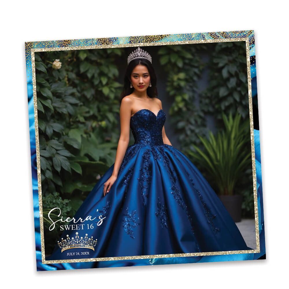 Charming Blue Roses Sweet 16th Photo Booth Frame  |  360 Overlay |  LHC22C