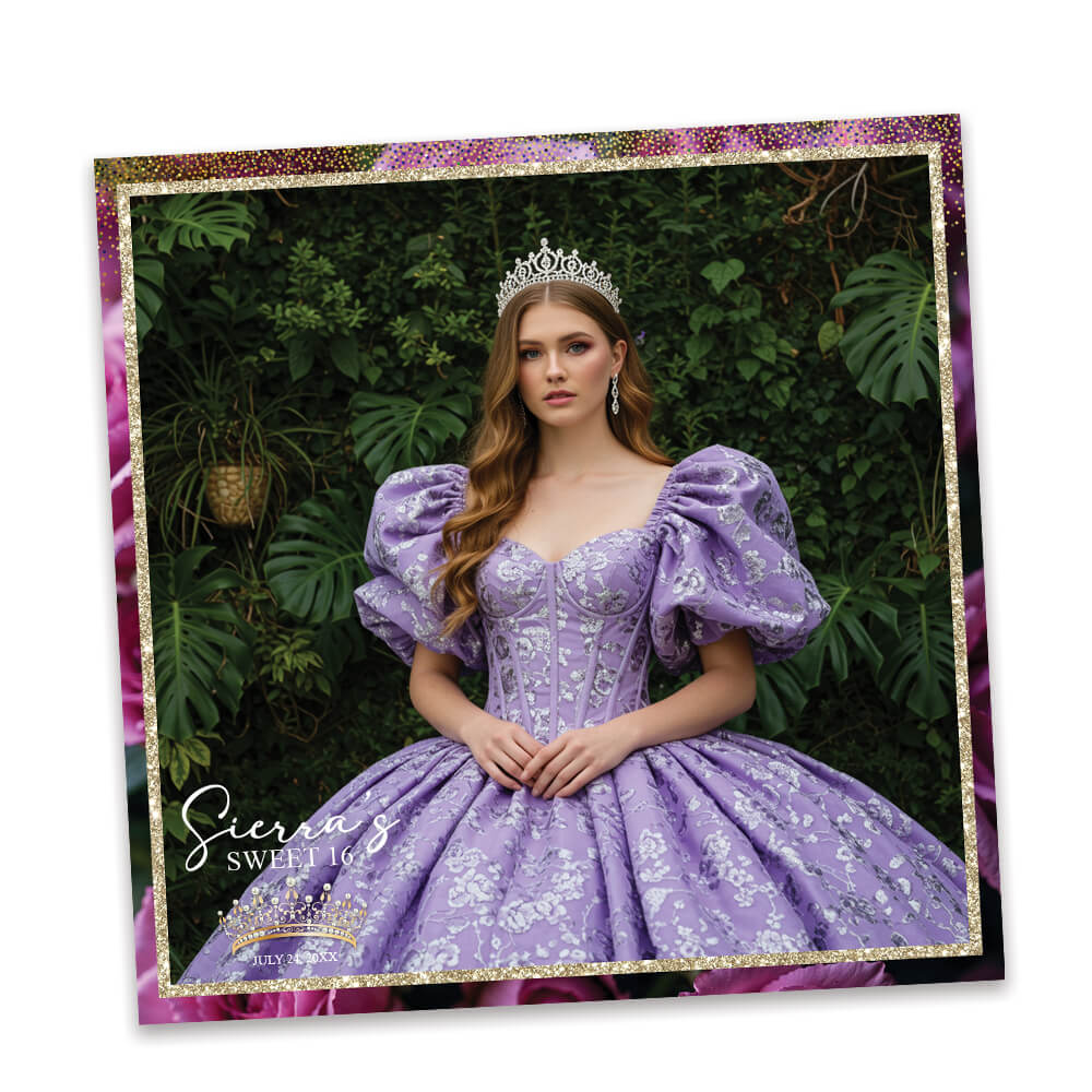 Charming Violet Roses Sweet 16th Photo Booth Frame |  360 Overlay  |  LHC19C