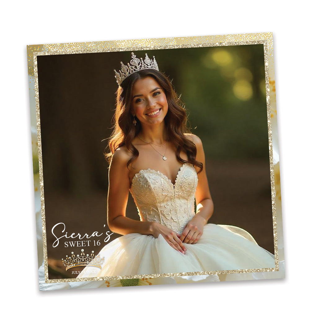 Charming White Floral Sweet 16th Photo Booth Frame |  360 Overlay  |  LHC21C