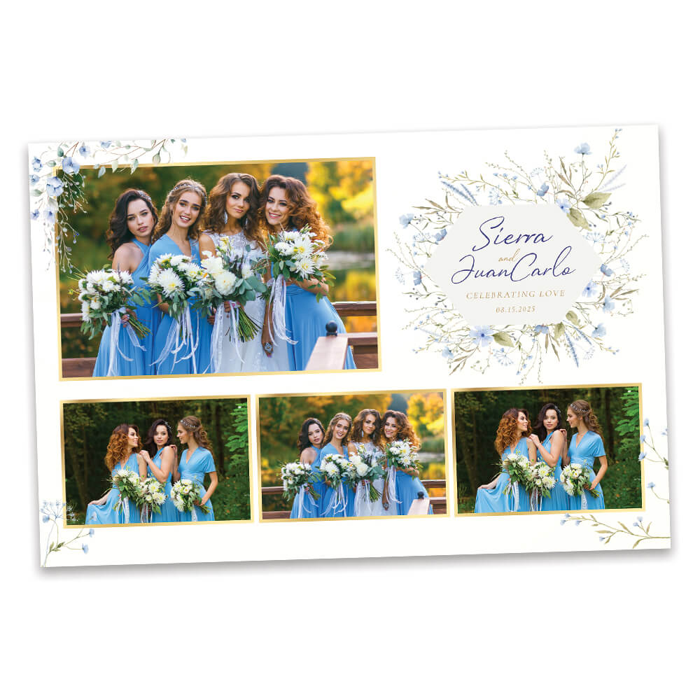 Dusty Blue Greenery Floral Bridal Shower Photo Booth Frame  |  1x3 Postcard  |  LHC14A