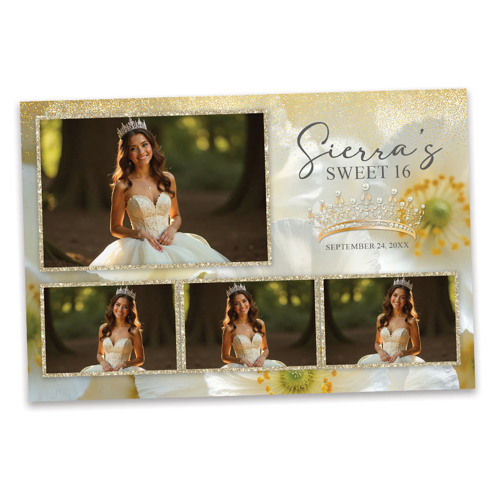 Charming White Floral Sweet 16th Photo Booth Frame |  1x3 Postcard  |  LHC21A