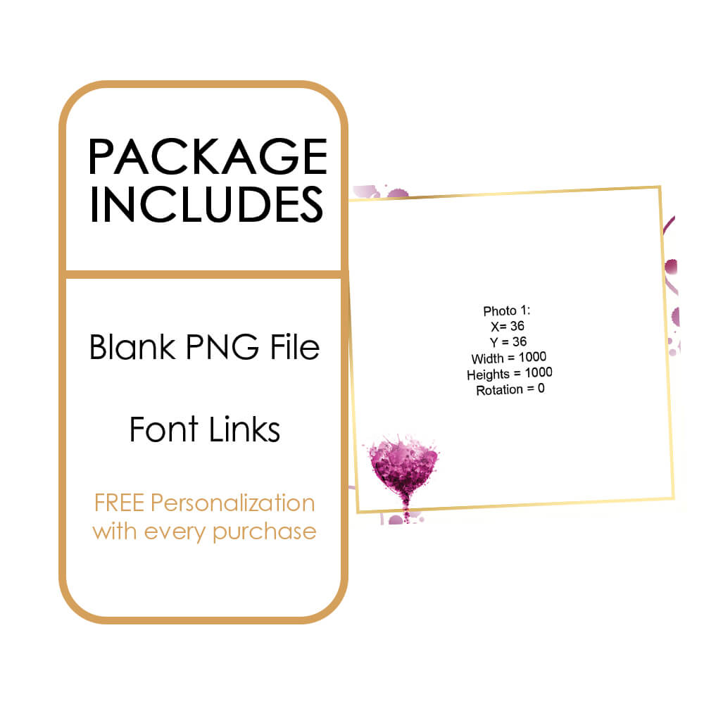 Wine Tasting Party with Gold Lettering Photo Booth Frame |  360 Overlay  |  LHC13C
